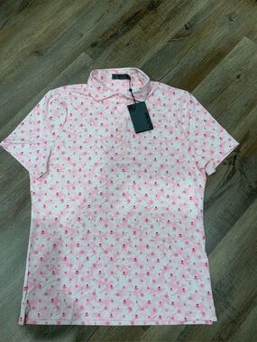 NEW G/Fore Pink Skull Monsoon Mapped Icon Camo Tech Jersey Polo Men's Sz M